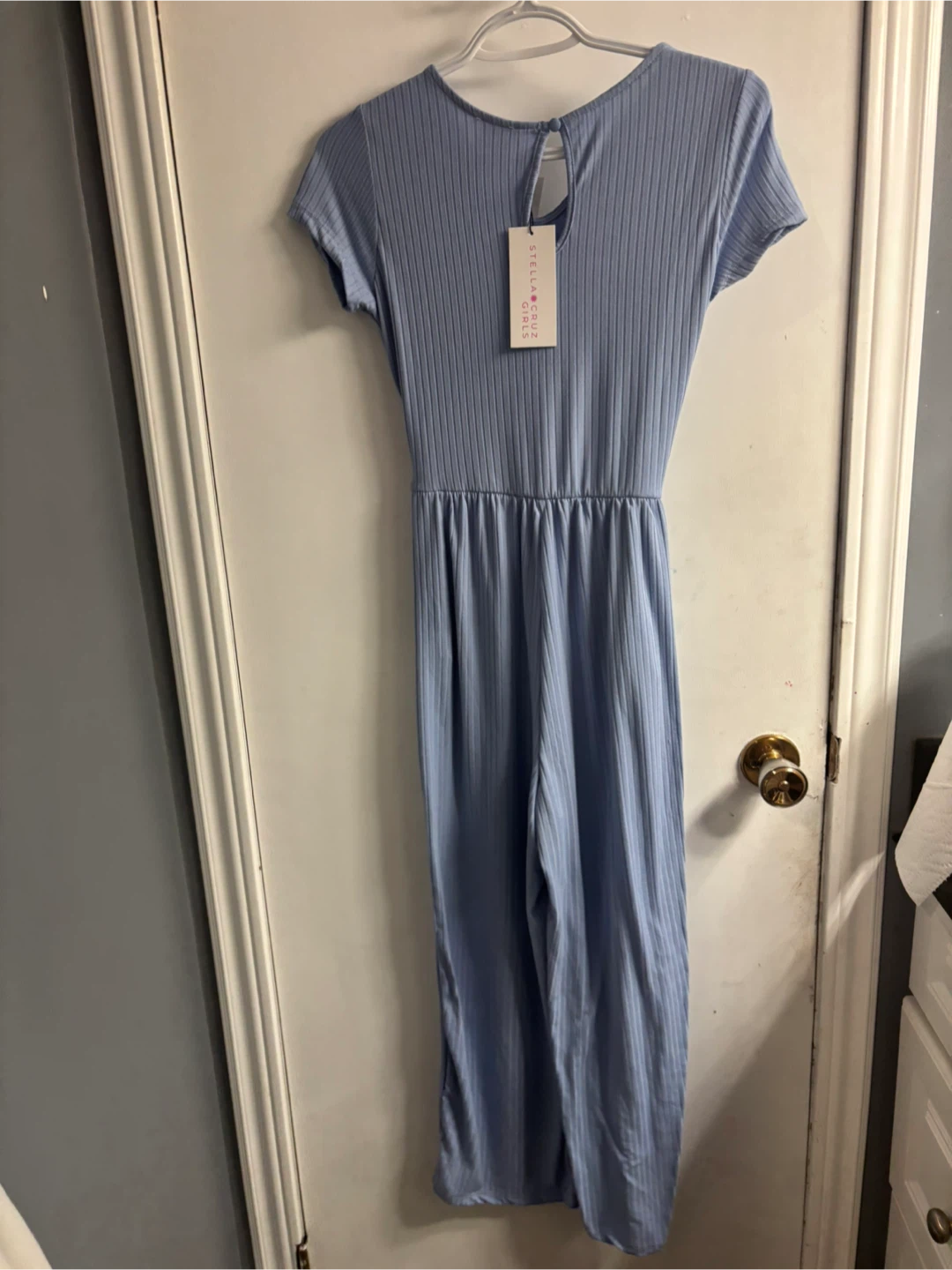 Blue Ribbed Jumpsuit