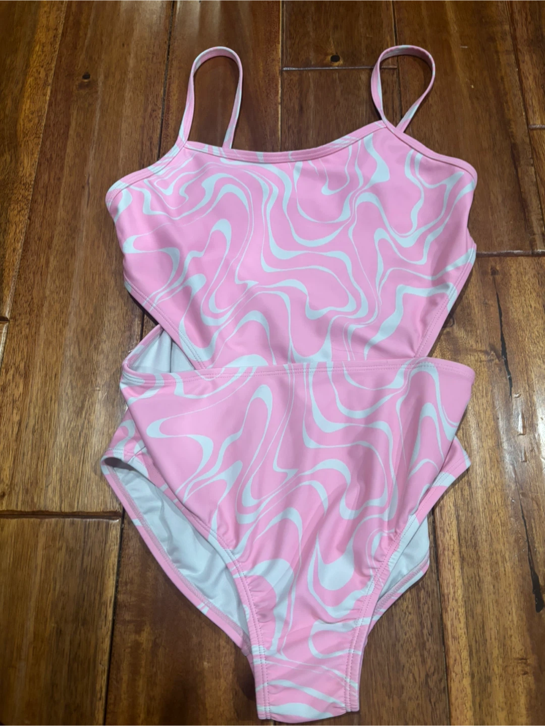 Girls Pink & White Swirl One-Piece Swimsuit - photo 2