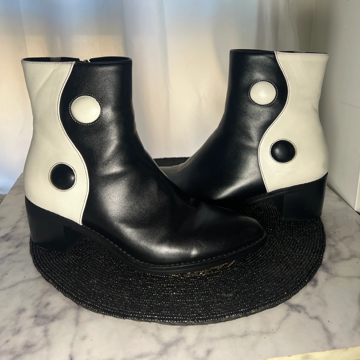 MCLC Black & White Yin Yang Ankle Boots