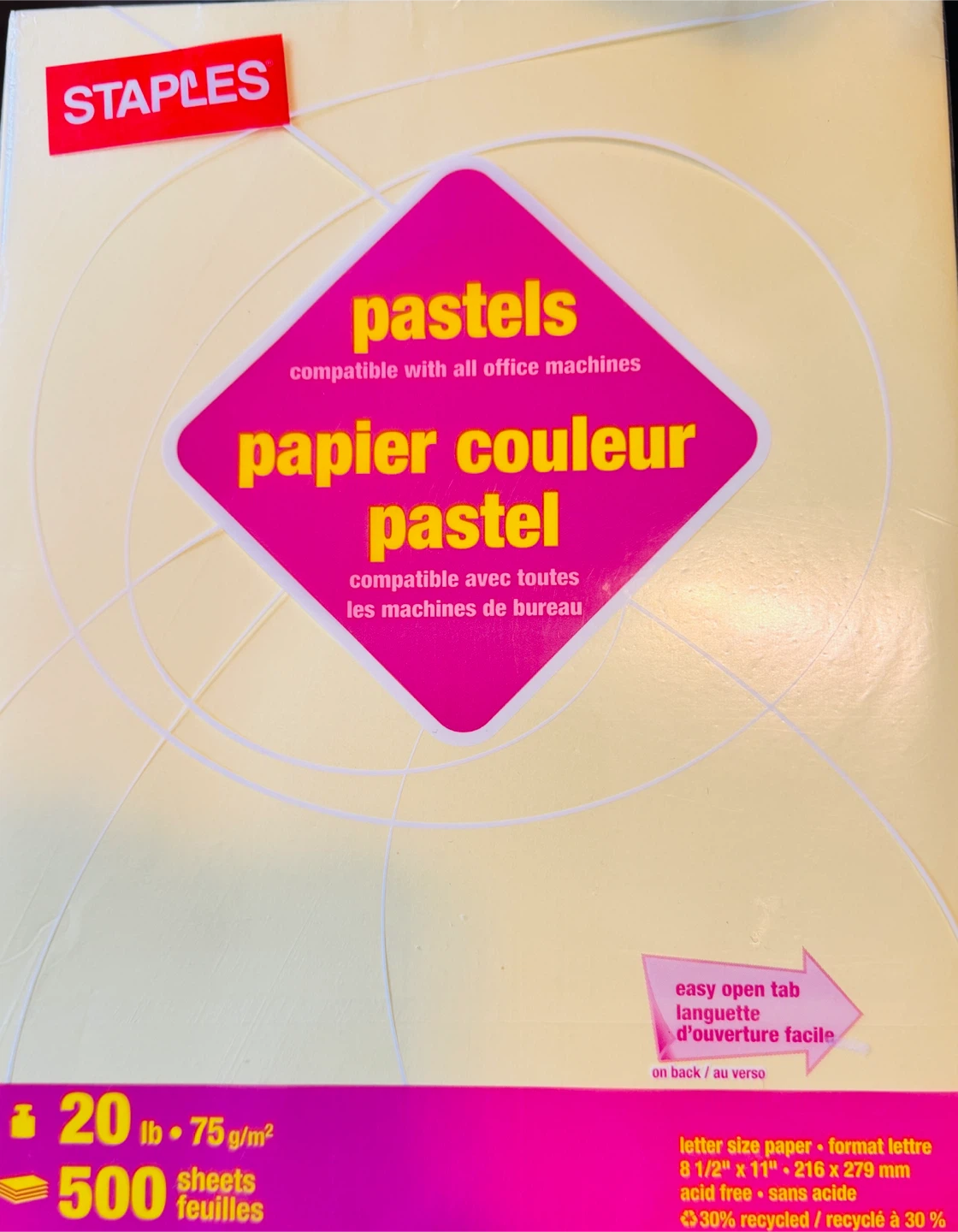 Staples Pastel Paper 500 Sheets (yellow color papers)