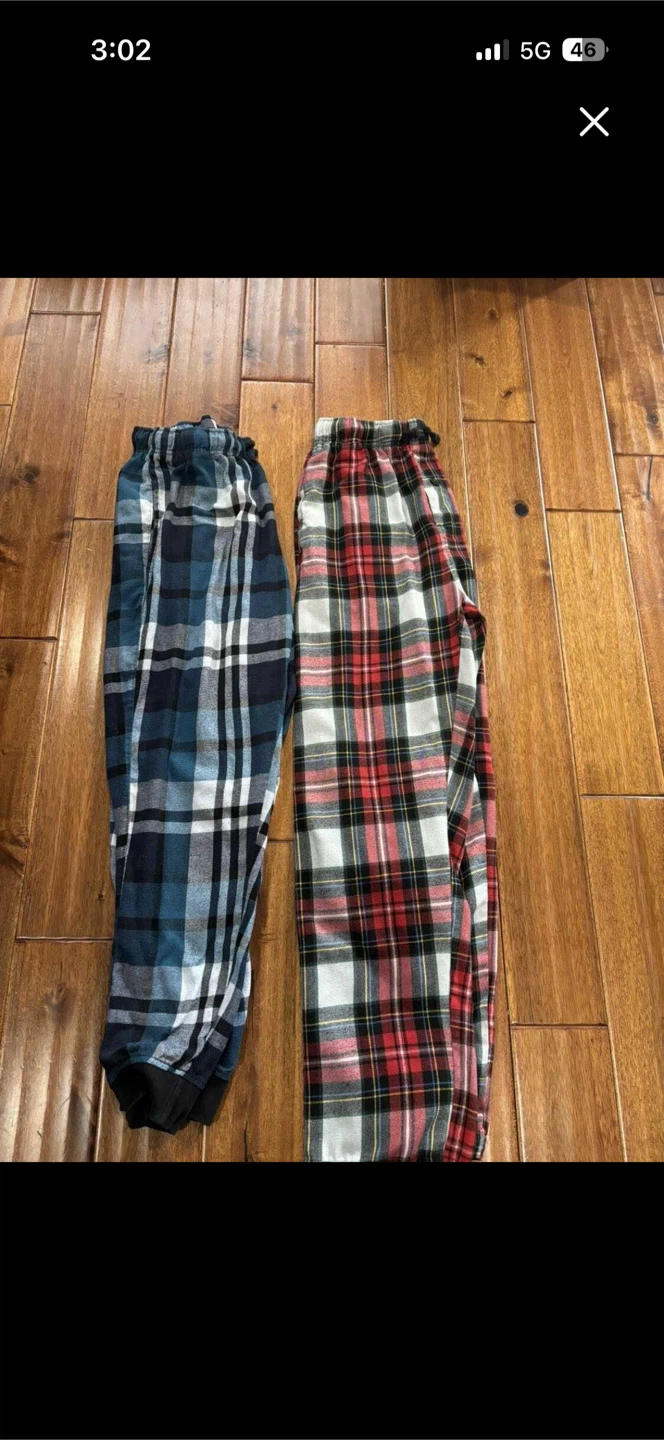 Pair of Plaid Pajama Pants - Blue and Red