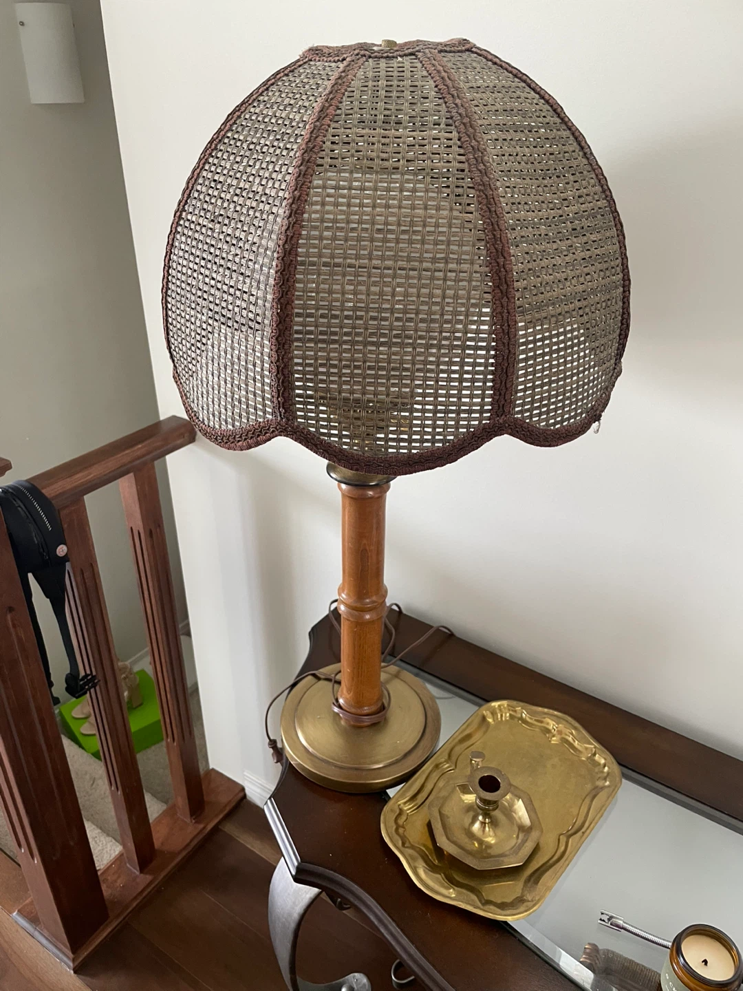 FREE- Vintage Wicker Lampshade Table Lamp
