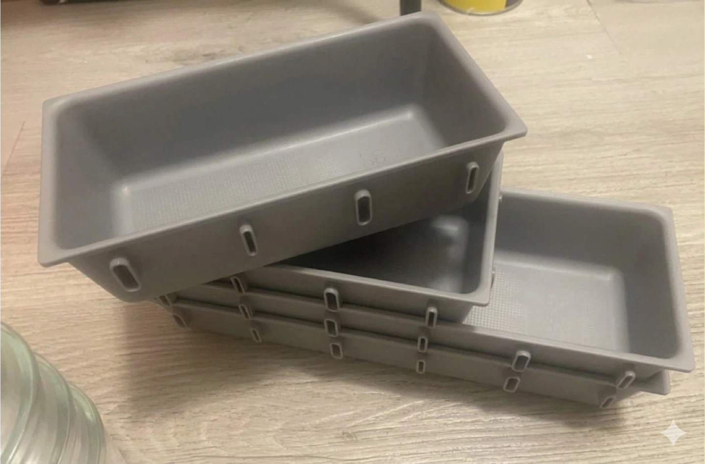 Set of 4 Grey Plastic Storage Bins