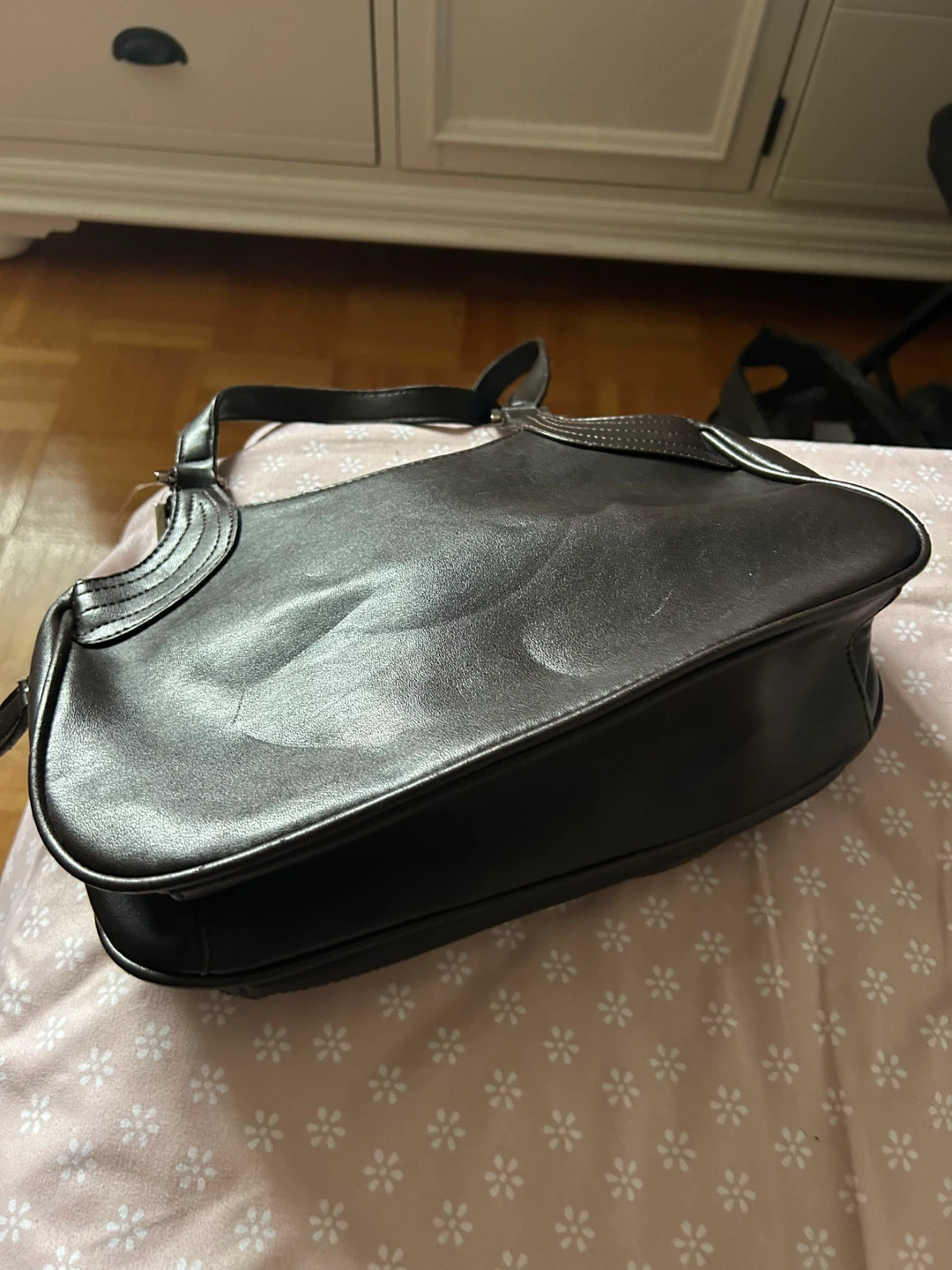 Dark Brown Faux Leather Shoulder Bag with built-in cardholder - photo 4