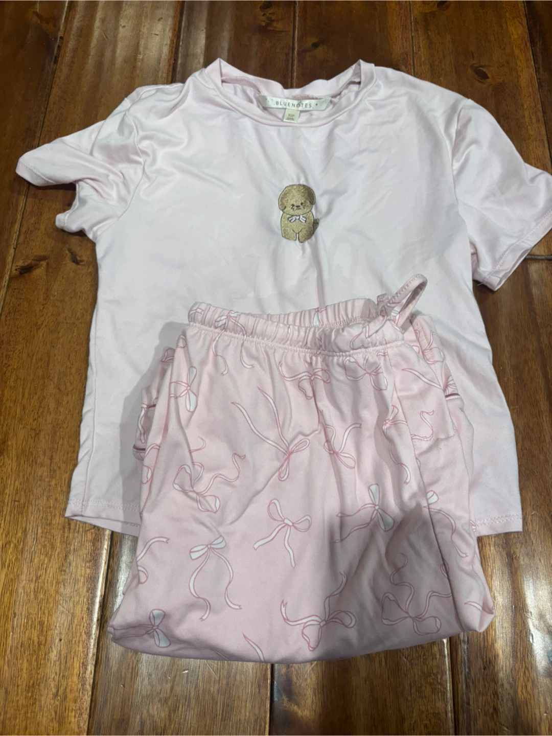 Blue Notes Pink Pajama Set with Dog Graphic - Small