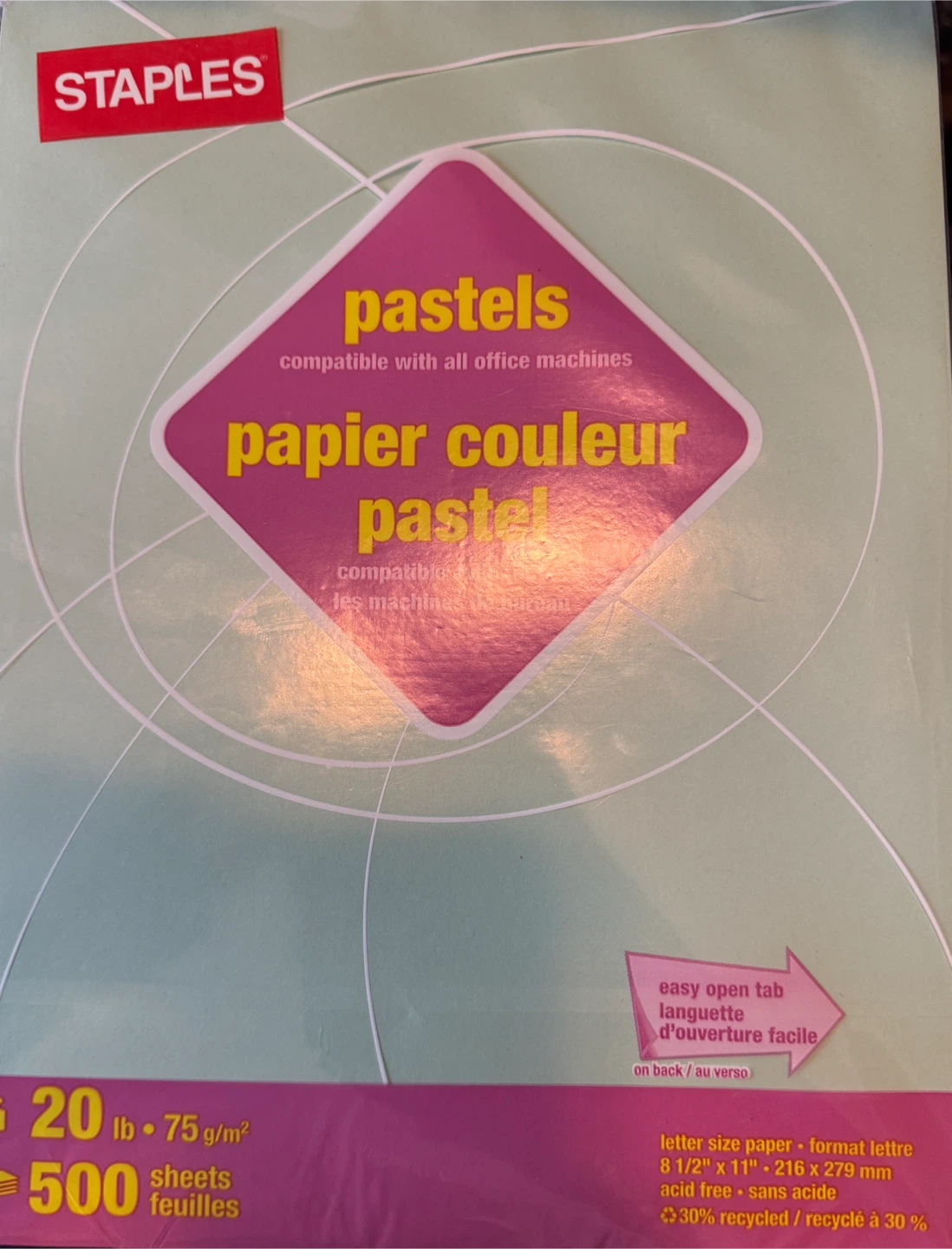 Staples Pastels Paper - 500 Sheets (light blue color)