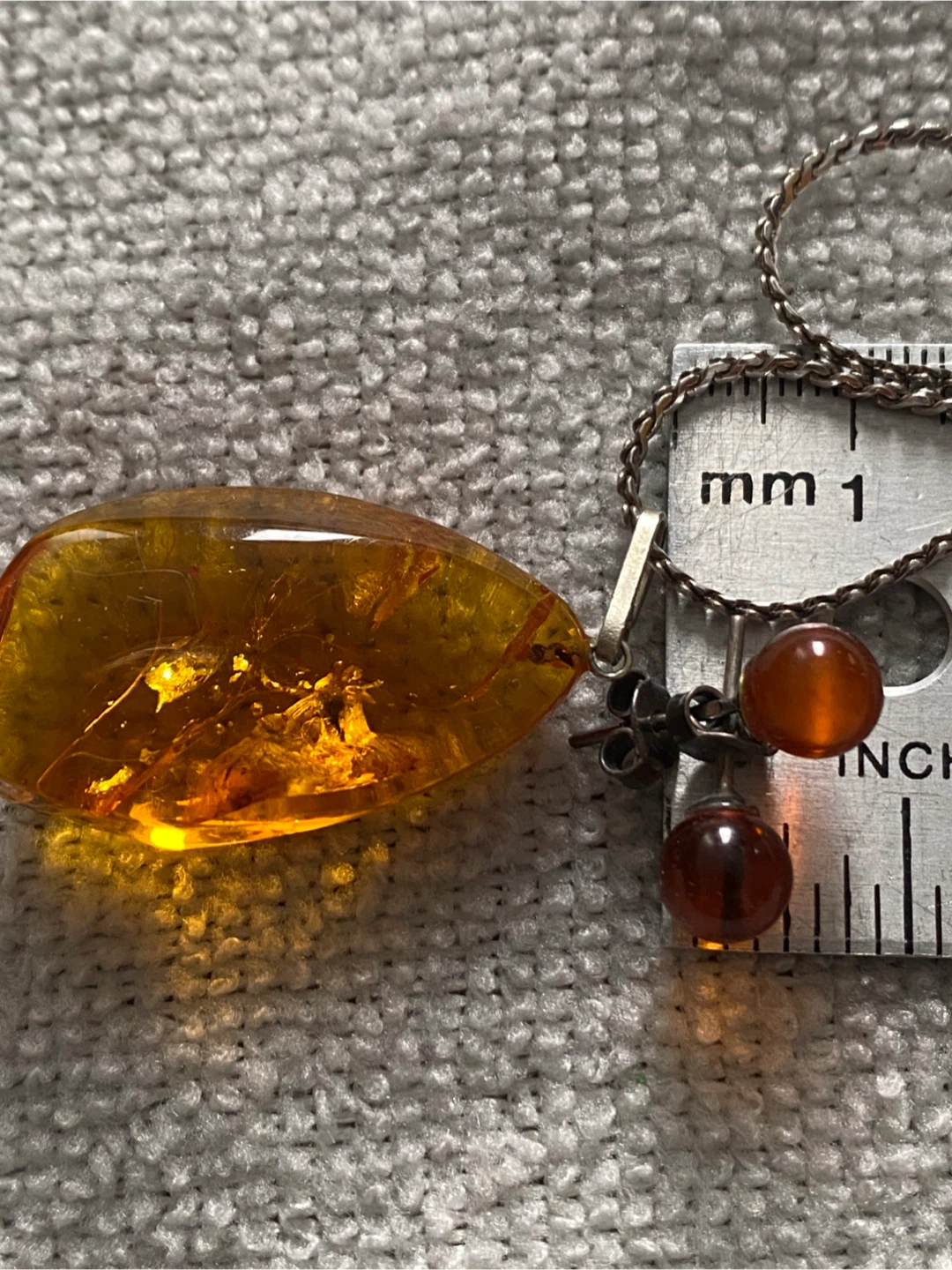 Amber Pendant Necklace with Insect Inclusion