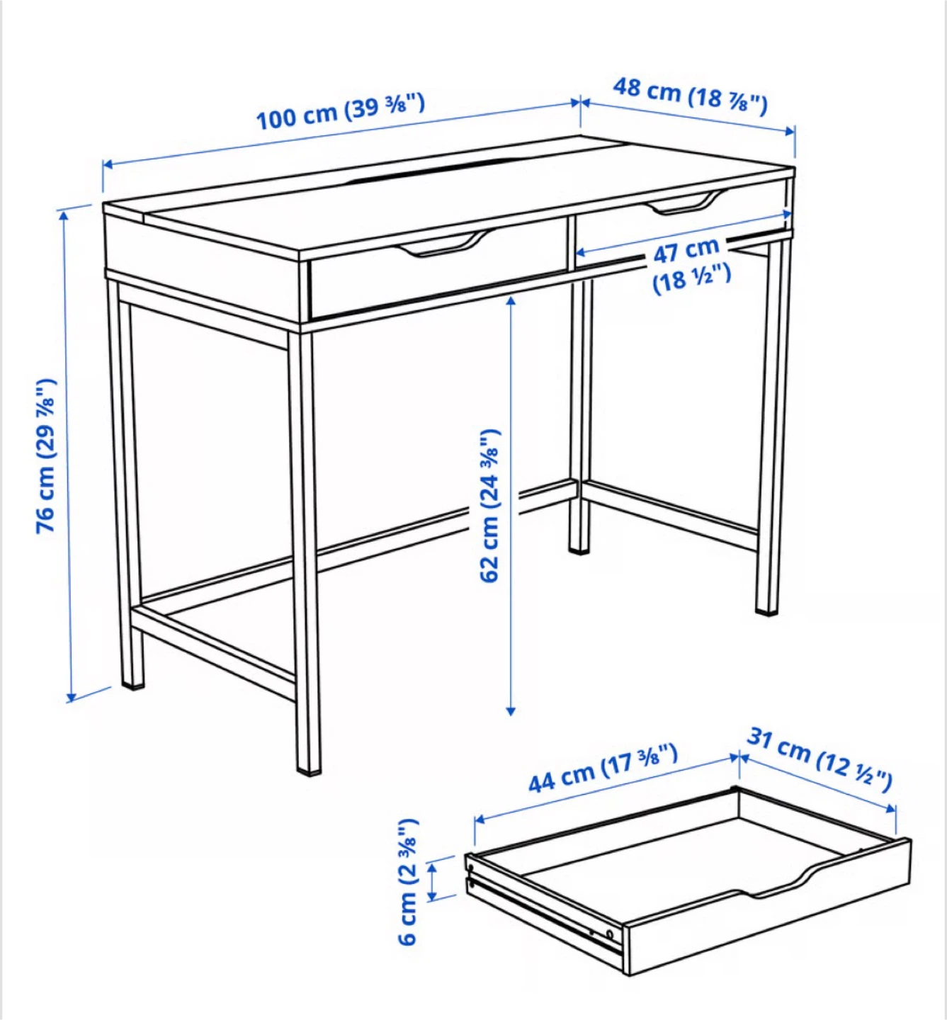 Like new Alex IKEA desk - photo 2