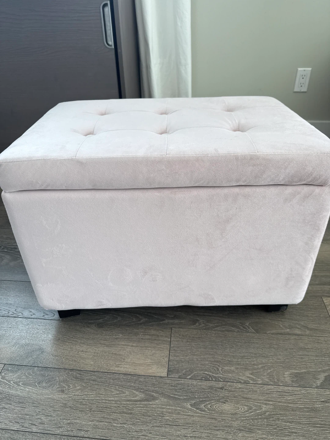 Pink Velvet Storage Ottoman