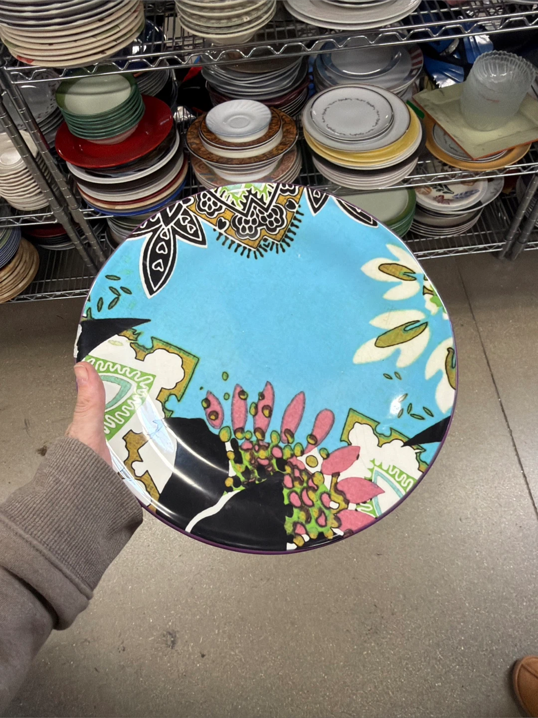 Large Blue Floral Decorative Plate