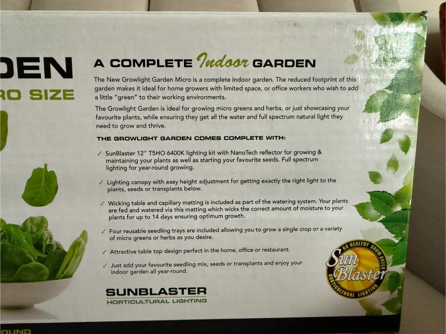 SunBlaster Growlight Garden -  Indoor LED Garden Kit - photo 5
