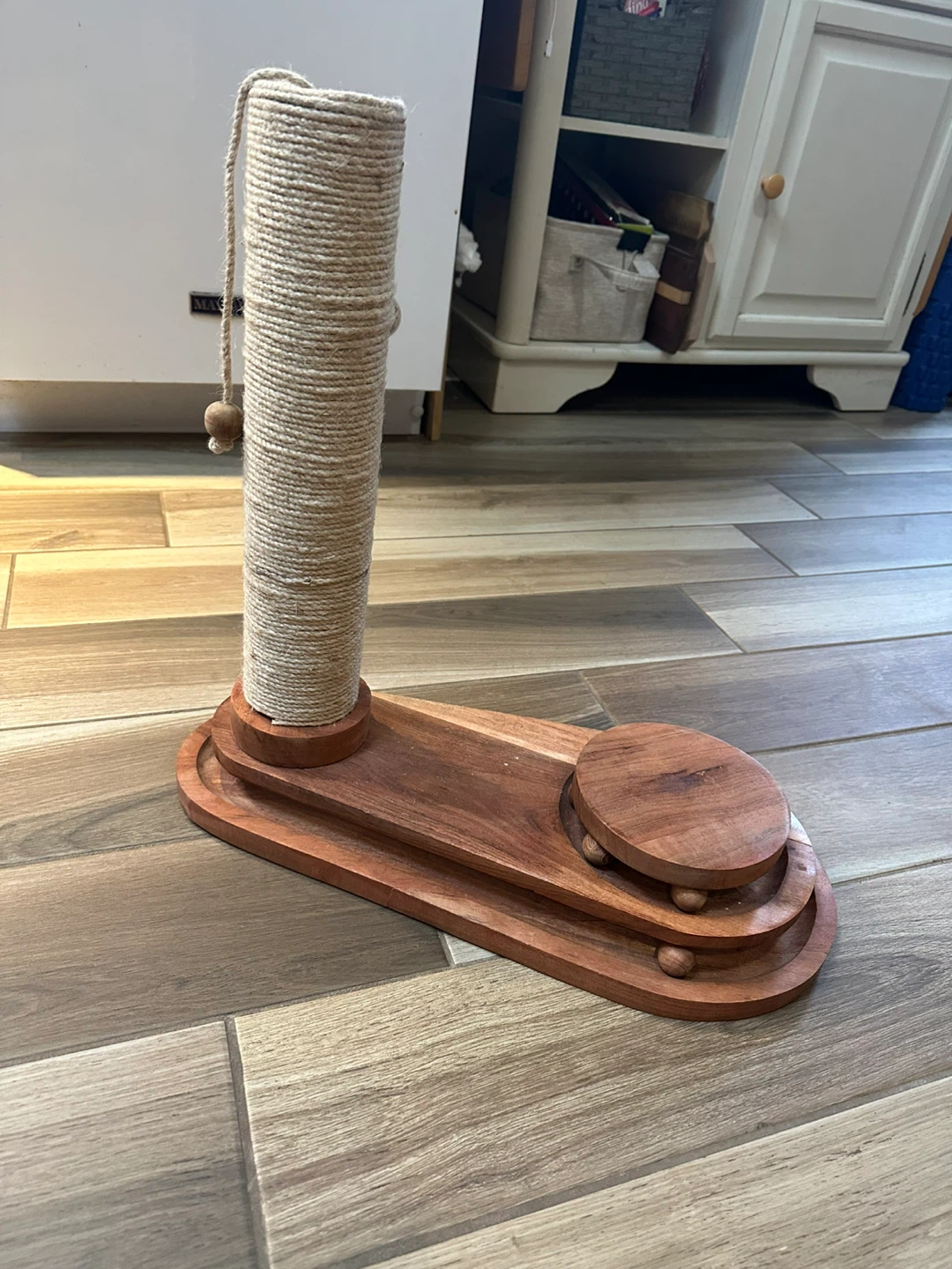 Wooden Cat Scratcher Post with Toy
