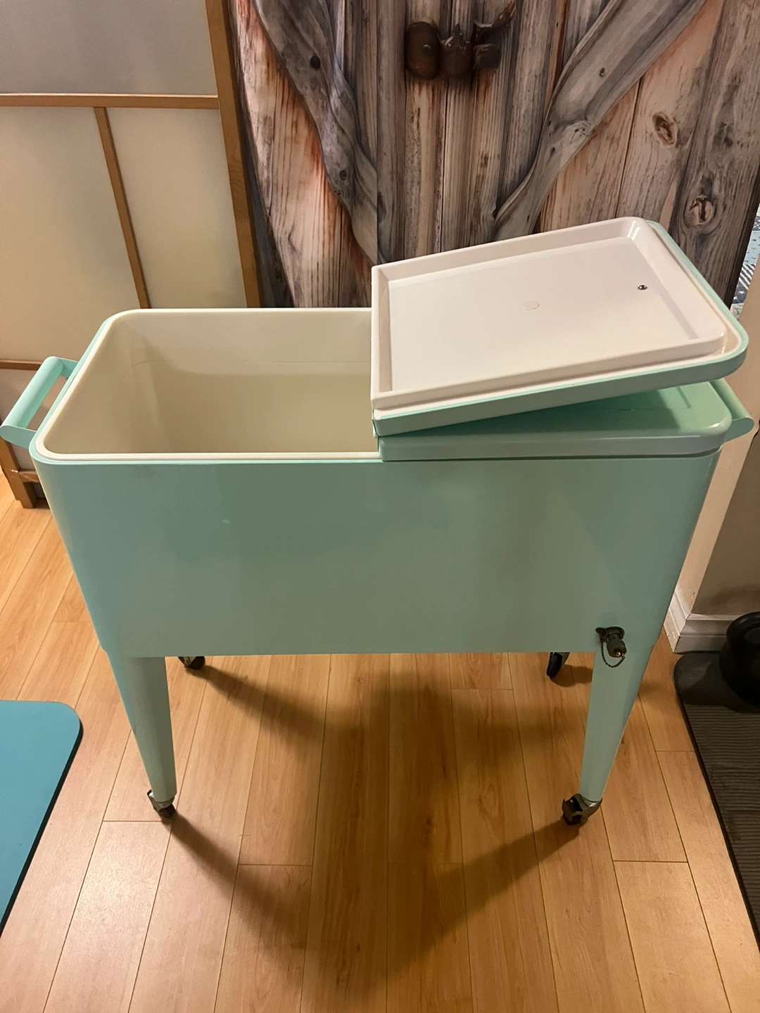 Light Blue Rolling Cooler with Bottle Opener - photo 3