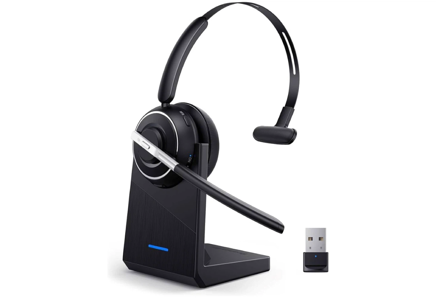 Wireless Headset with Charging Stand and USB Dongle