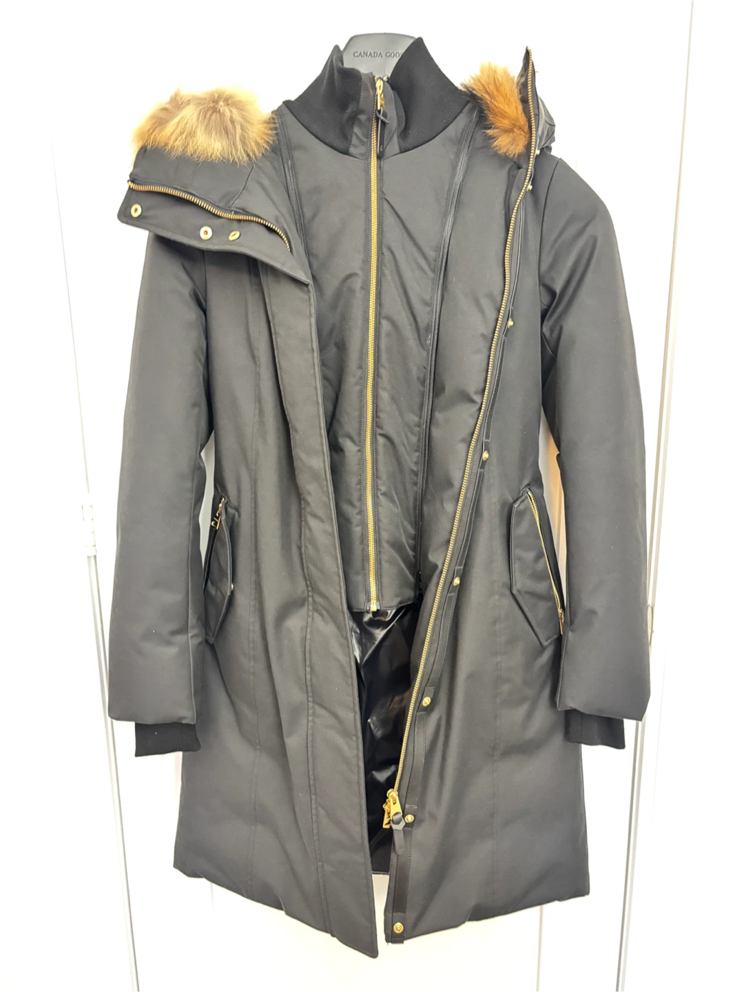 Mackage Black Down Parka Coat with Fur Hood XXS/TTP