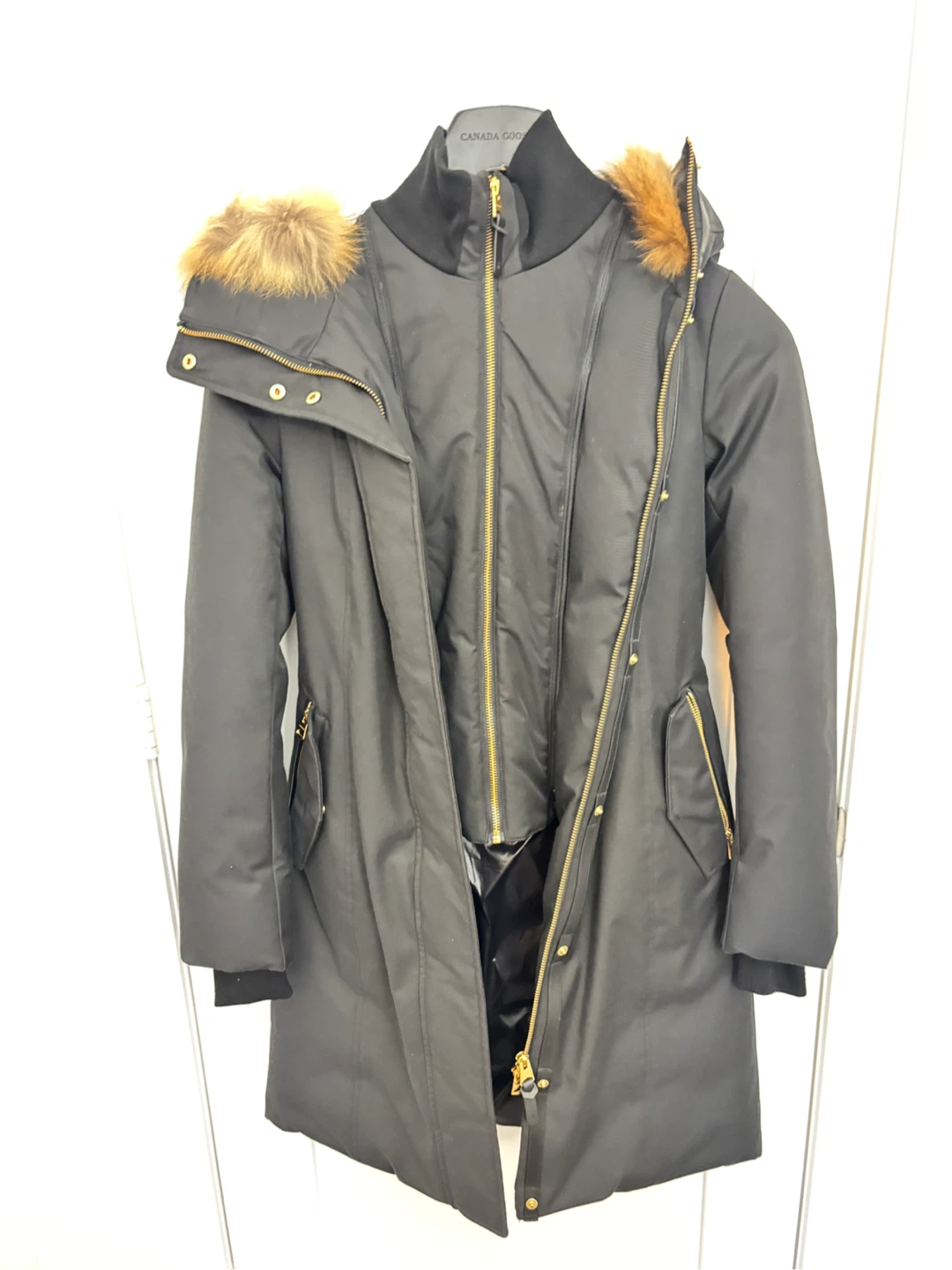 Mackage Black Down Parka Coat with Fur Hood XXS/TTP - photo 2
