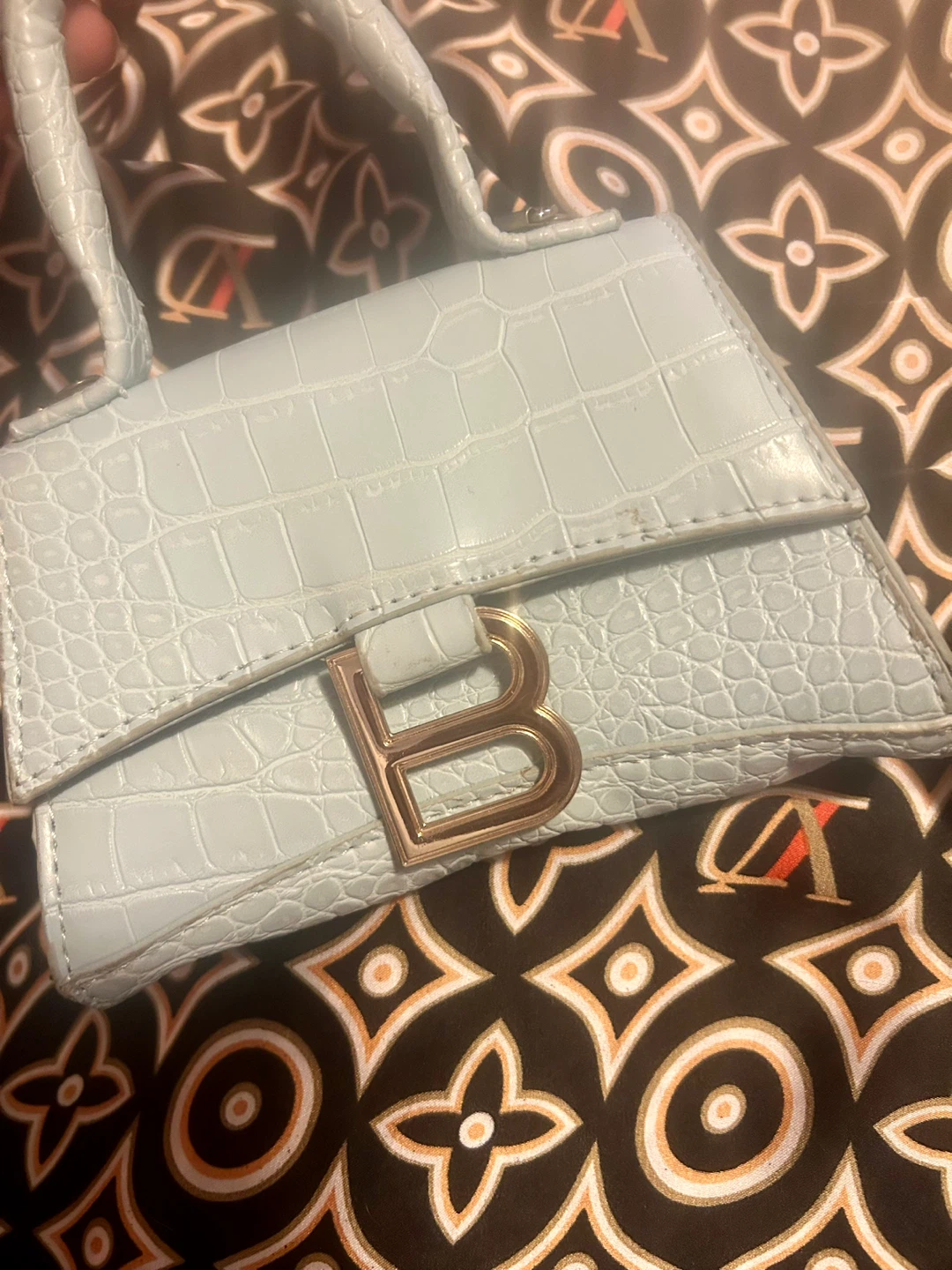 BALENCIAGA XS MINI HOURGLASS CROCODILE HANDBAG - photo 3