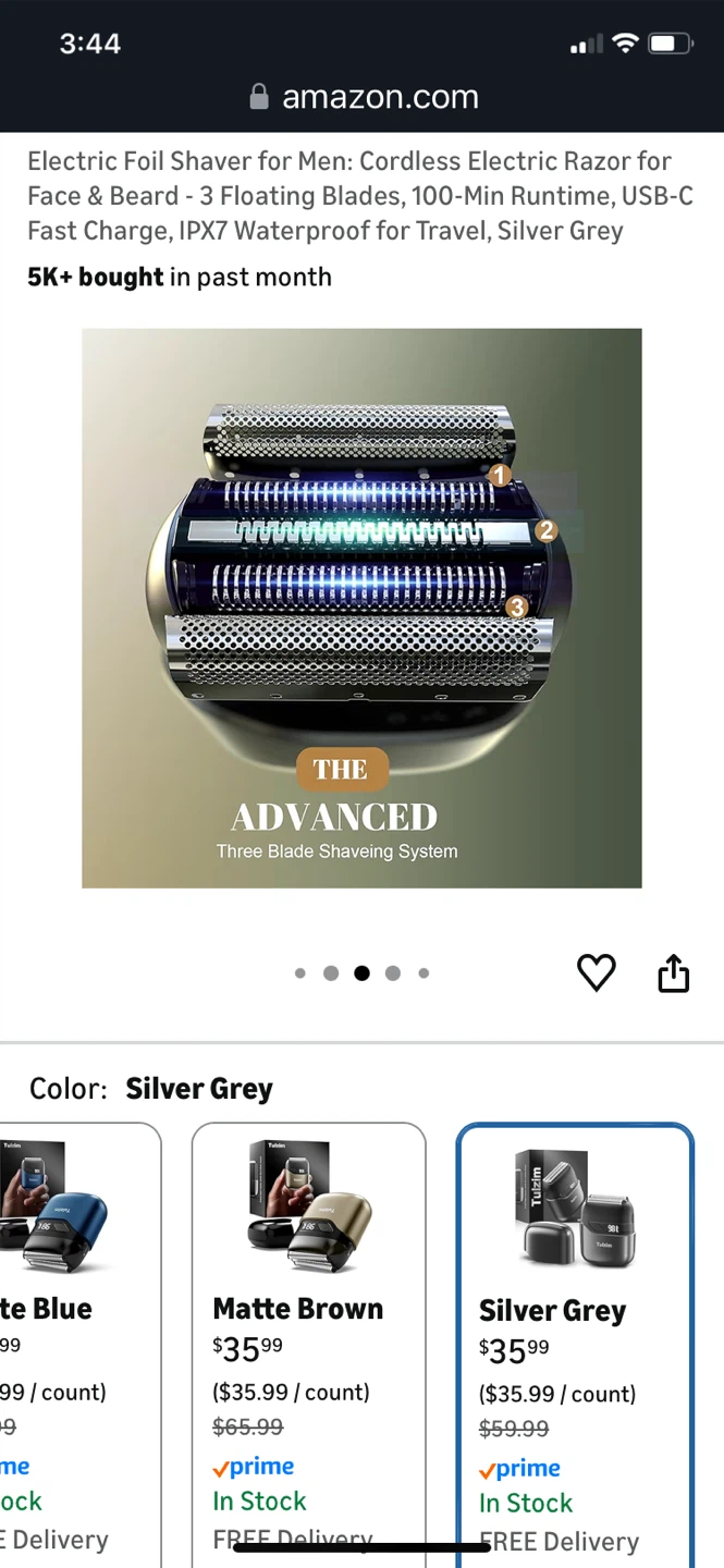 Tulzim Men's Electric Foil Shaver - Silver Grey - photo 3