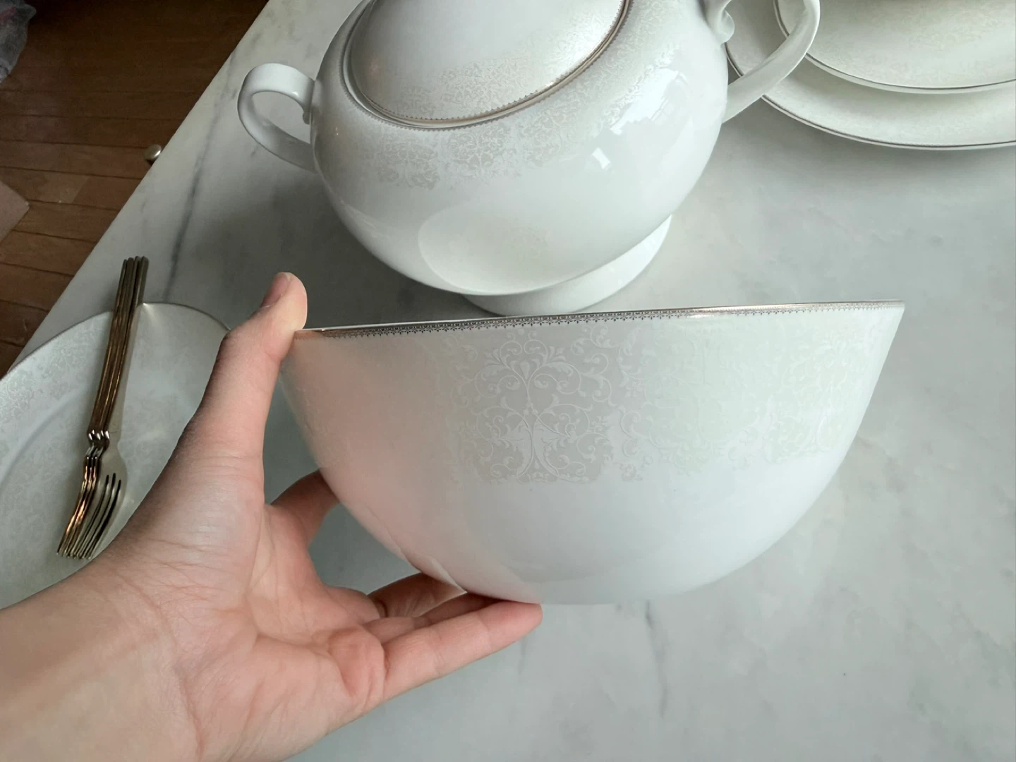 White Porcelain Tea Set with Gold Trim - photo 4