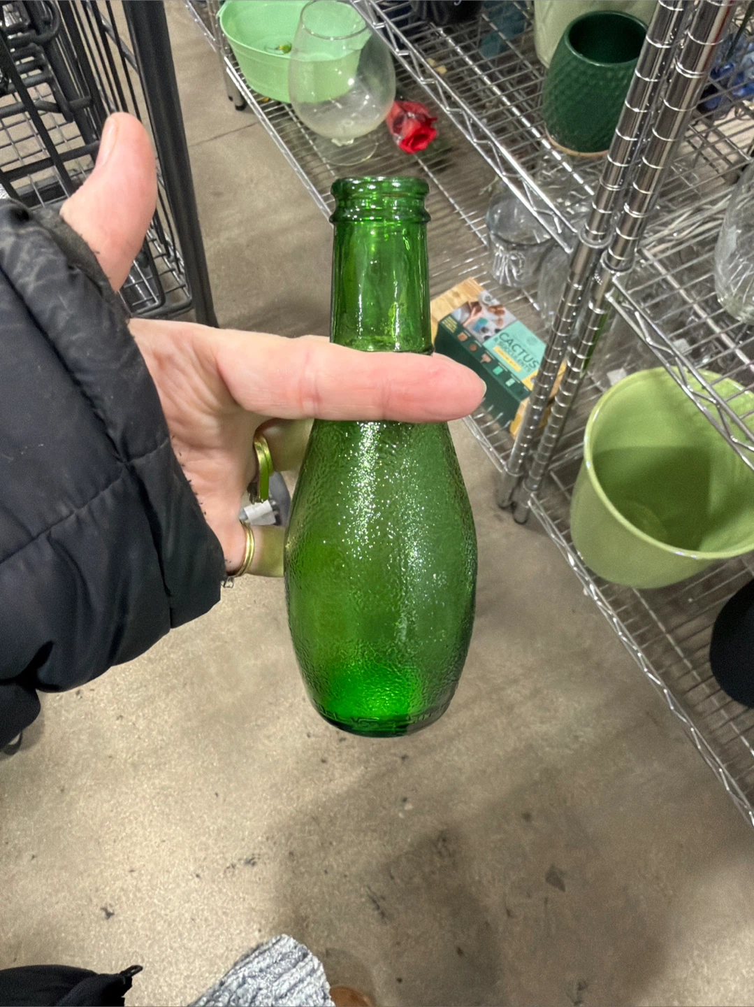 Green Glass Decorative Bottle