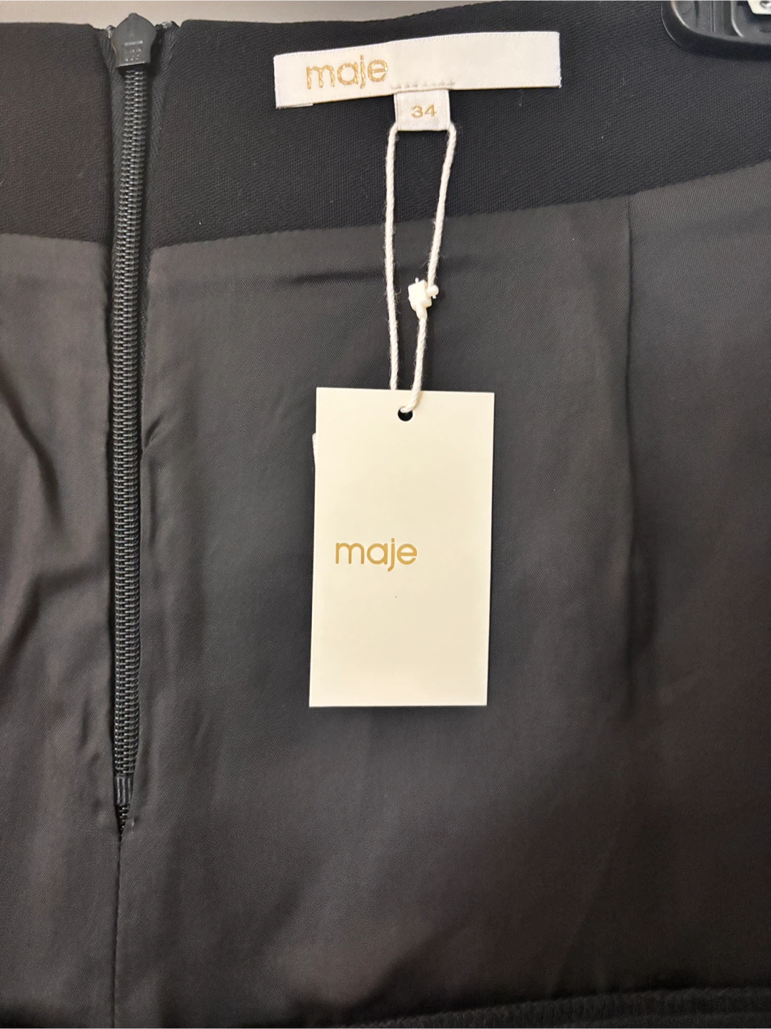 Maje Black Layered Skort with Belt Size 34 - photo 4