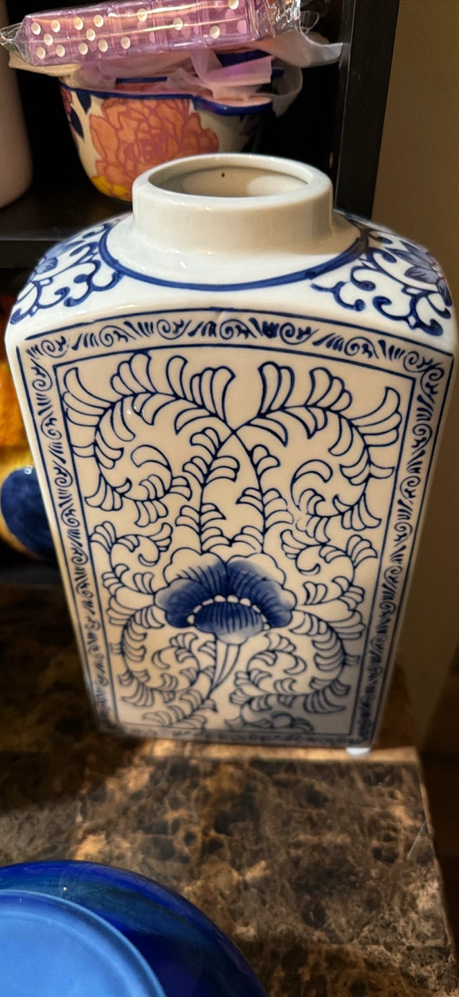 Blue and White Porcelain Ginger Jar Vase
