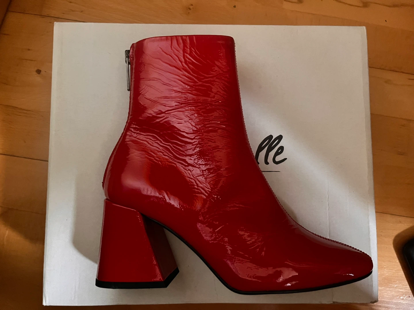 NEW L'Intervalle Red Patent Ankle Boots - Size 37