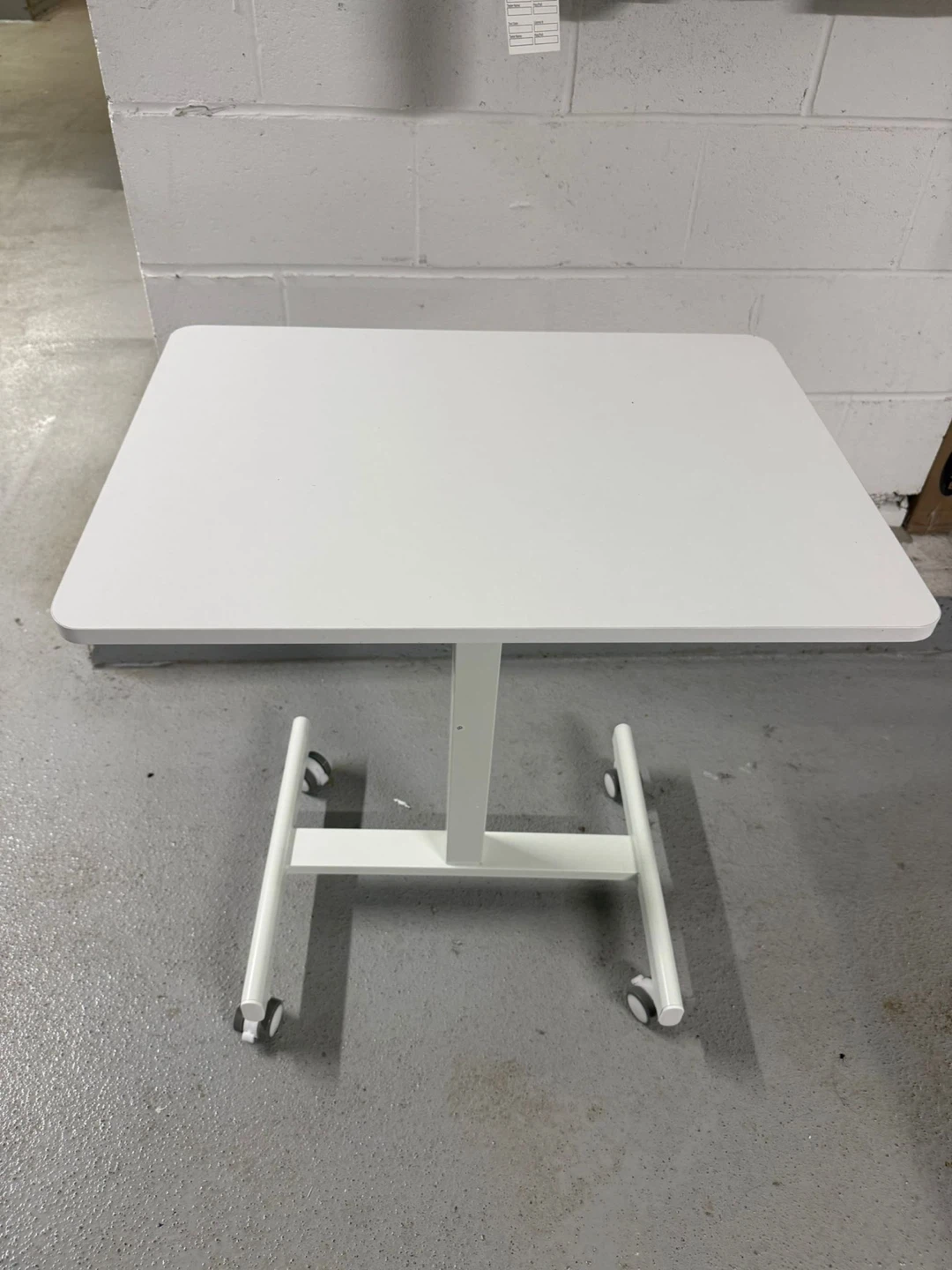 White Height Adjustable Rolling Table