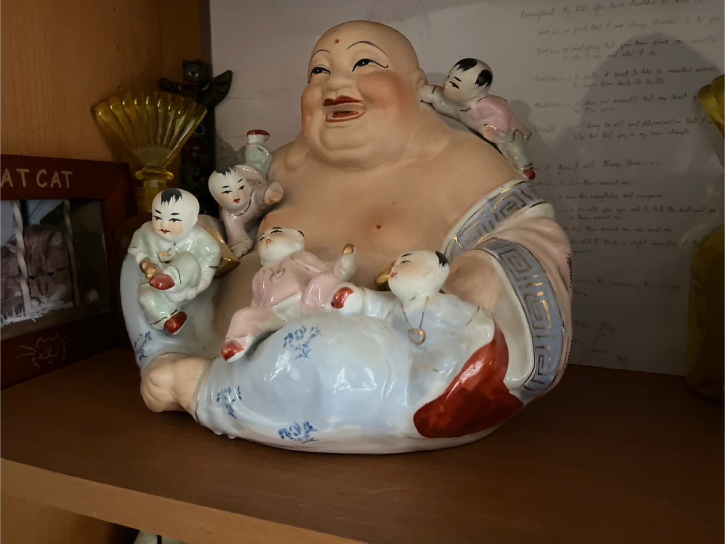 Laughing Buddha Figurine with Children - photo 2