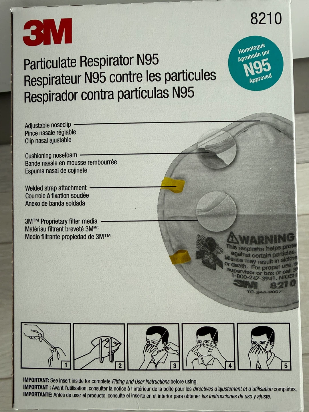 3M Particulate Respirator N95 8210 box of 20 - photo 2