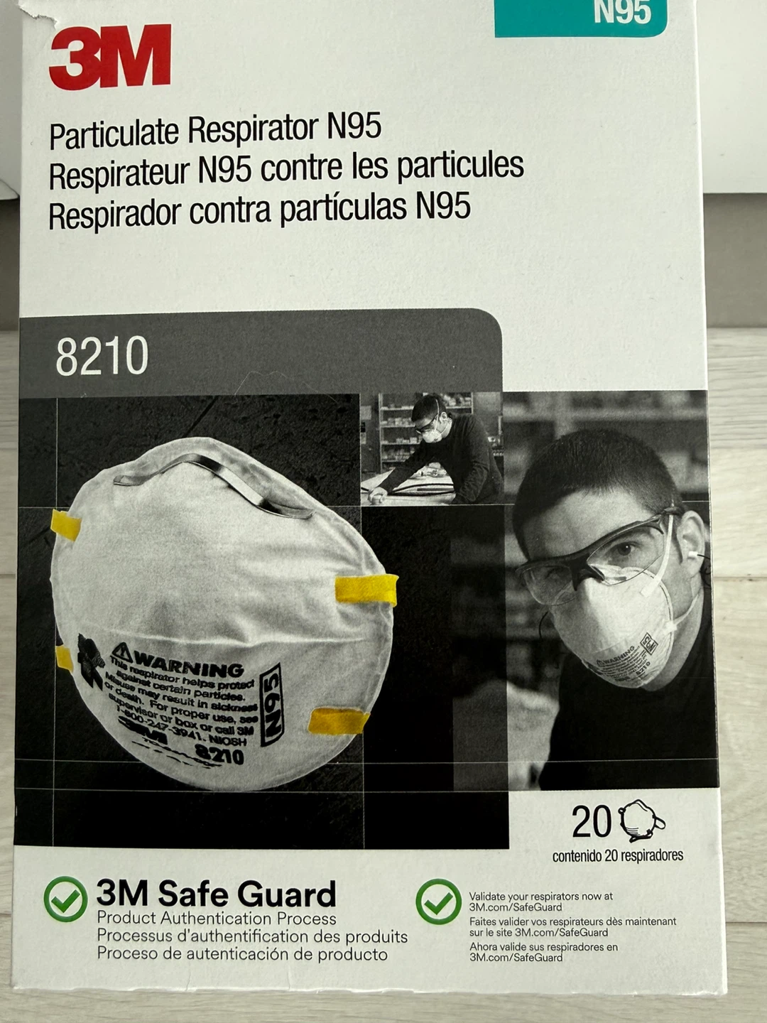 3M Particulate Respirator N95 8210 box of 20