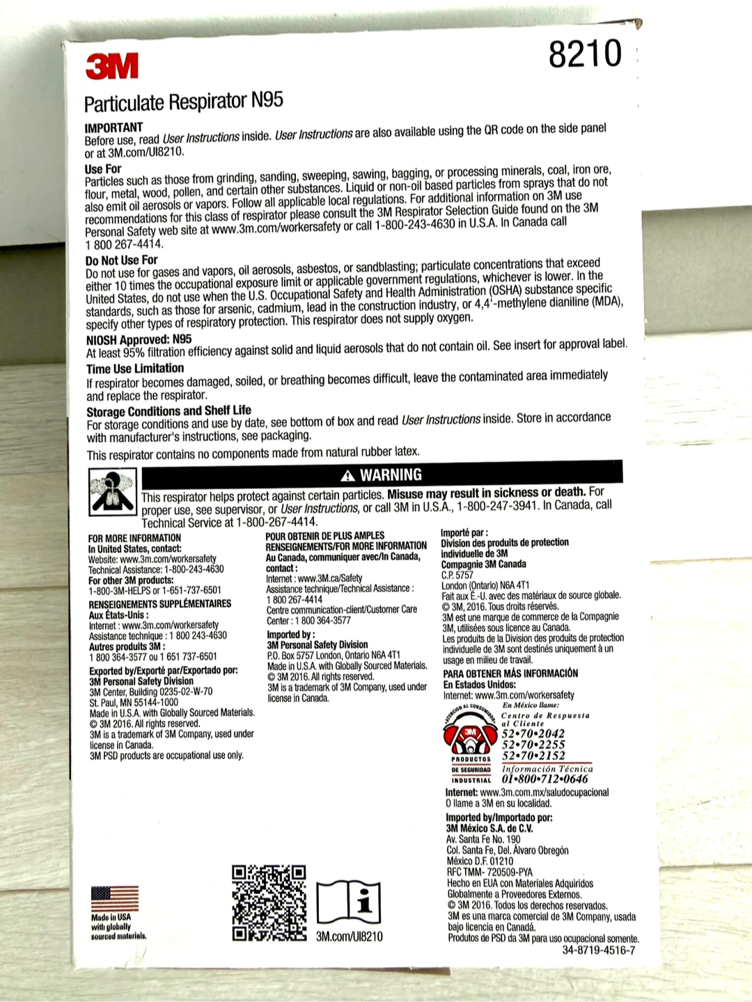 3M Particulate Respirator N95 8210 box of 20 - photo 3