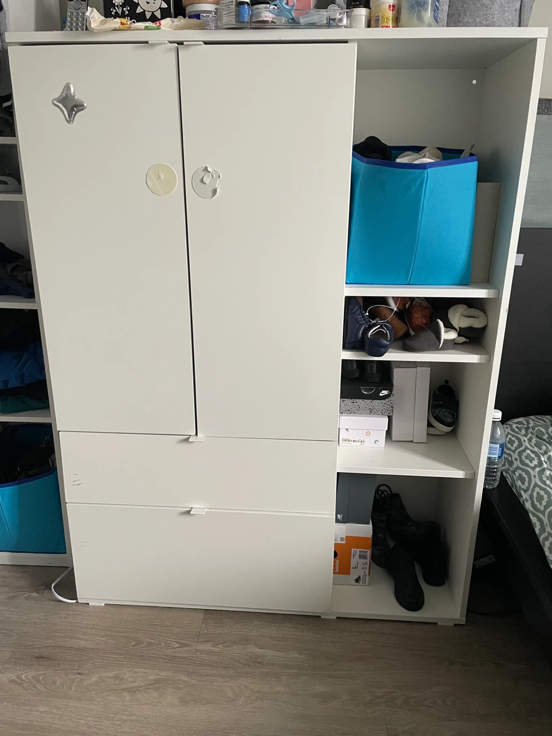 White Wardrobe with Drawers and Shelves