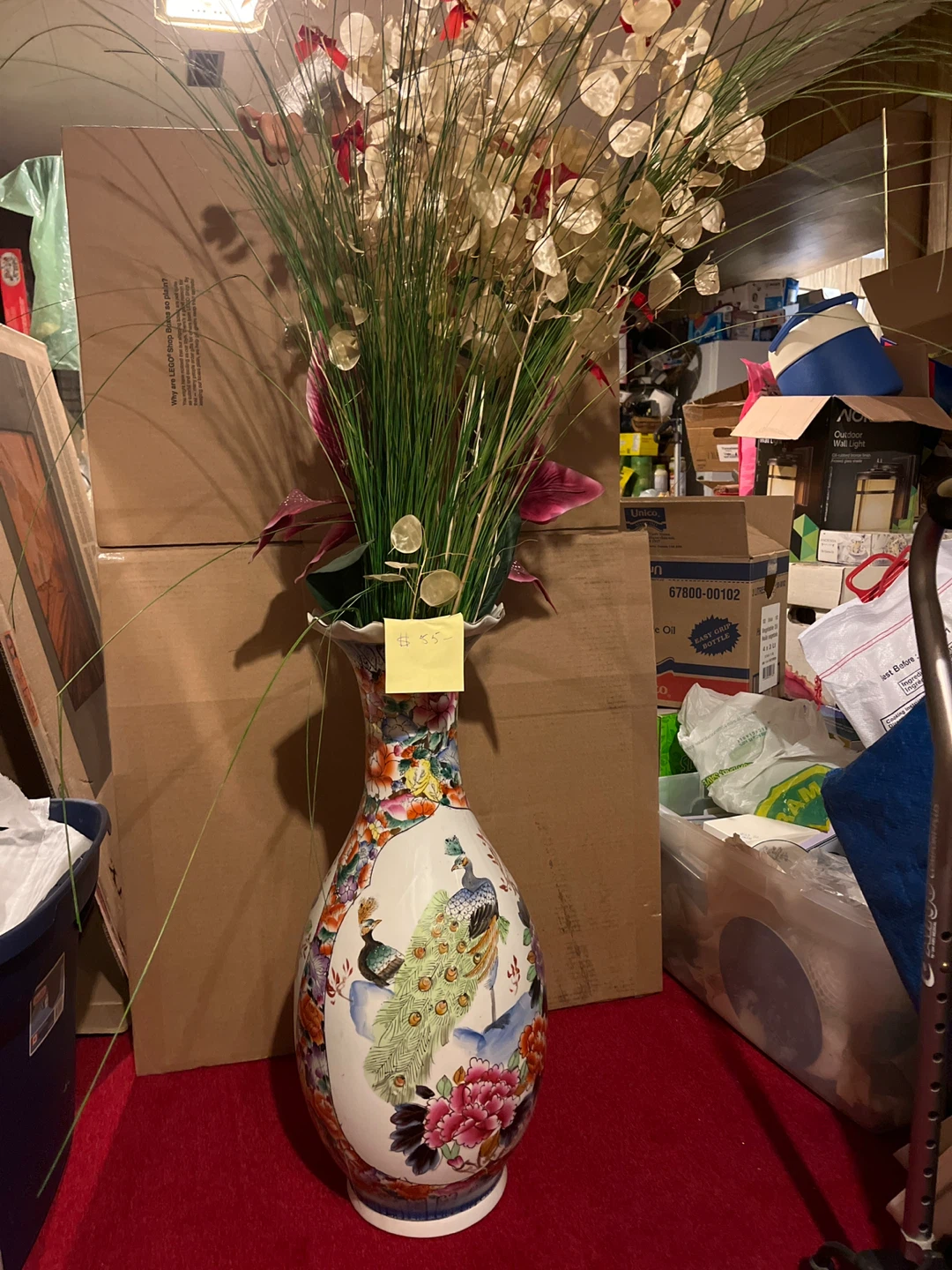 Large Decorative Vase with Peacocks and Flowers - photo 3