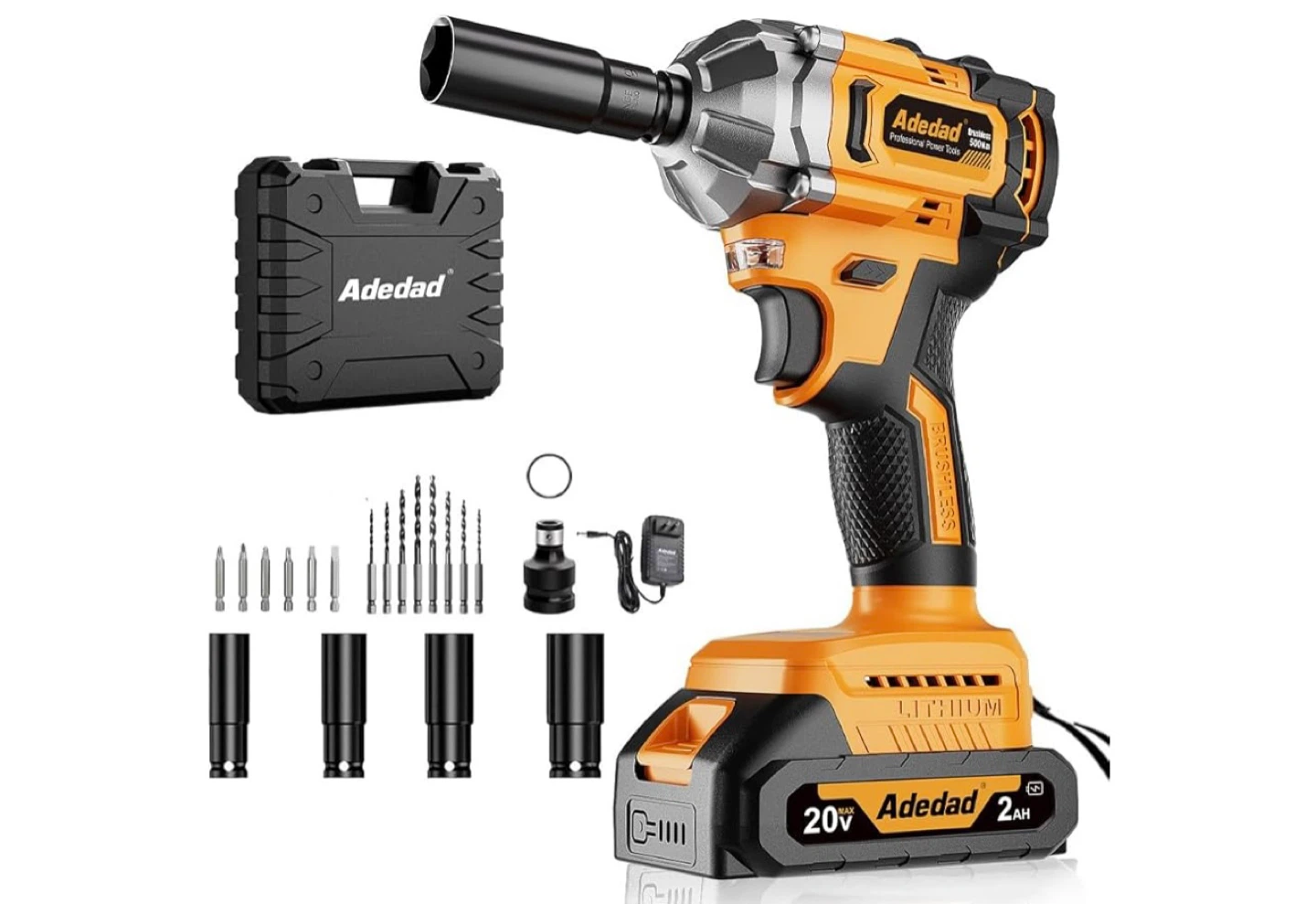 Adedad 20V Cordless Impact Wrench Set with Case