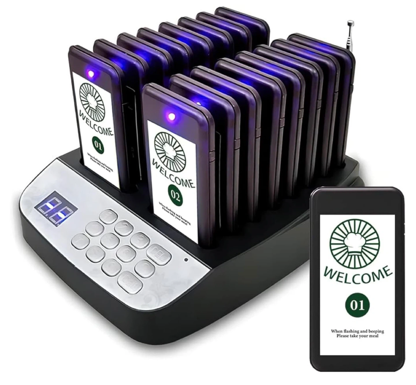10 Pager Wireless Calling System