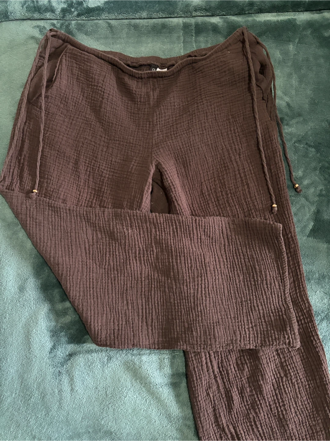 Brown Gauze Wide Leg Pants