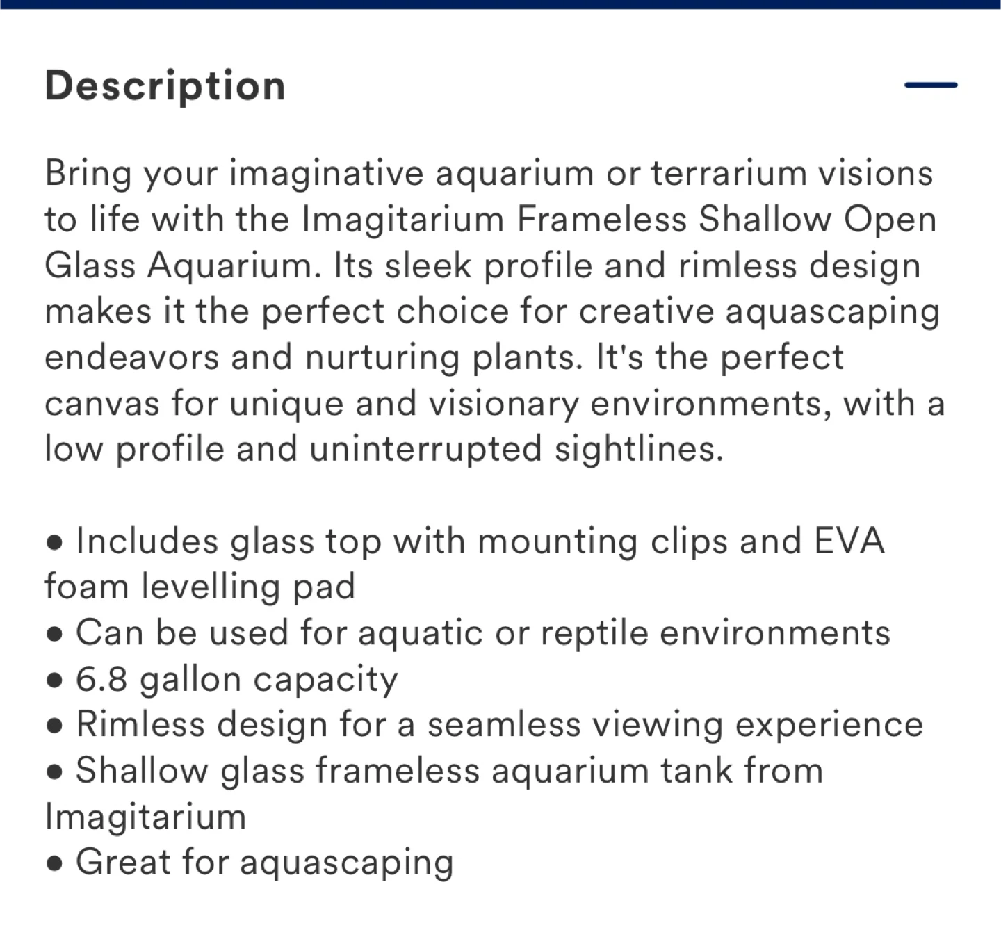 Imagitarium Frameless Shallow Glass Aquarium, 6.8 Gallon - photo 3