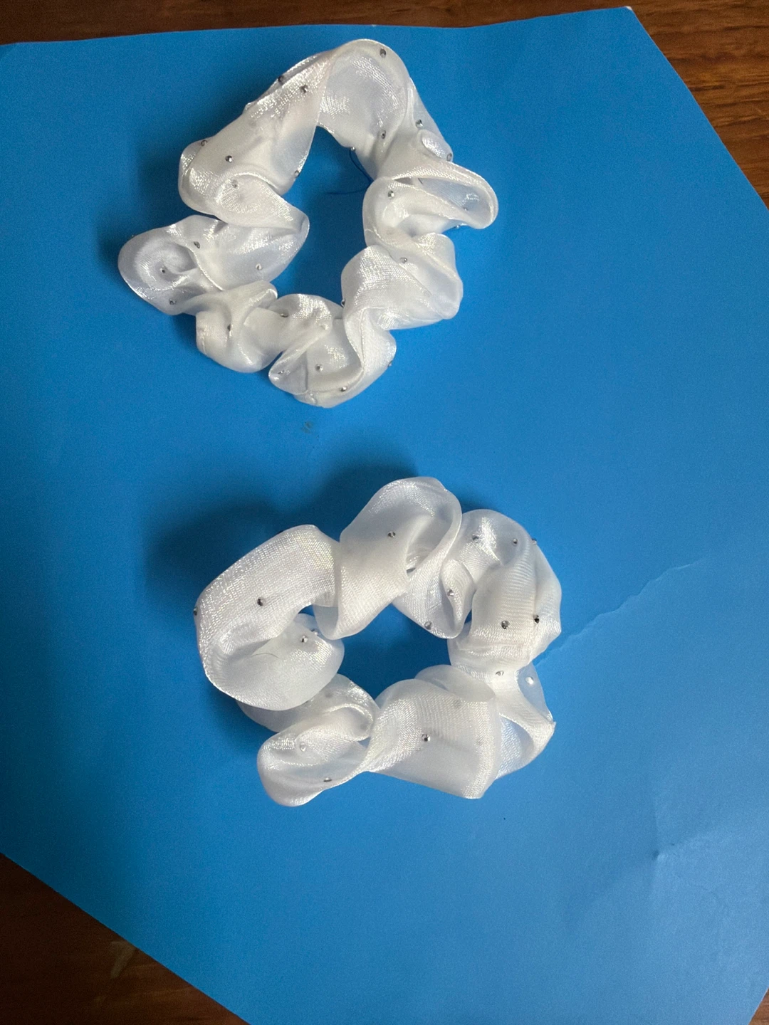 White Rhinestone Scrunchies (Set of 2)