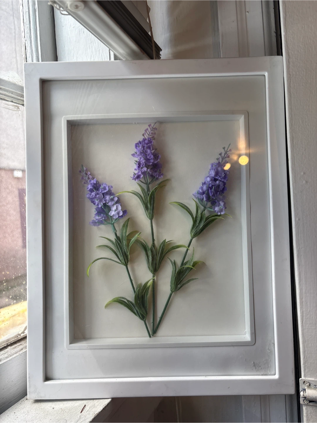 White Shadow Box Frame with Faux Lavender