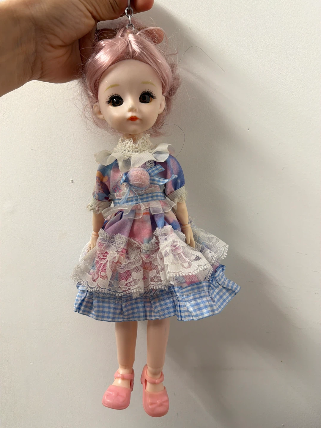 Ball Jointed Doll with Pink Hair and Blue Dress - photo 5