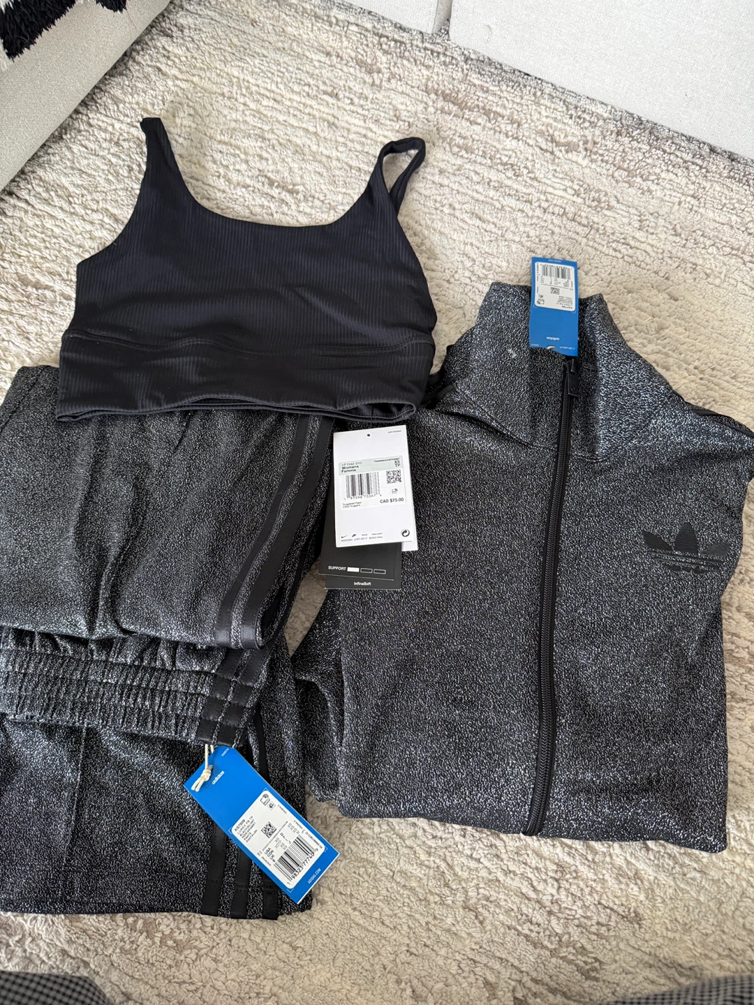 Three pieces:Adidas Tracksuit Set with Sports Bra
