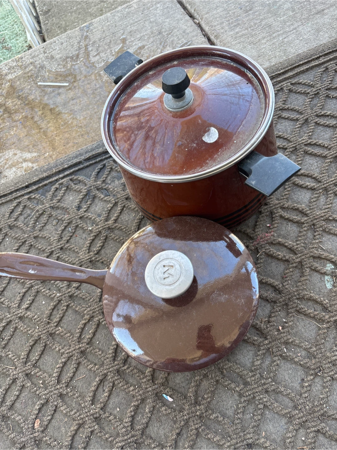 Brown Enamel Pot and Saucepan Set - photo 3