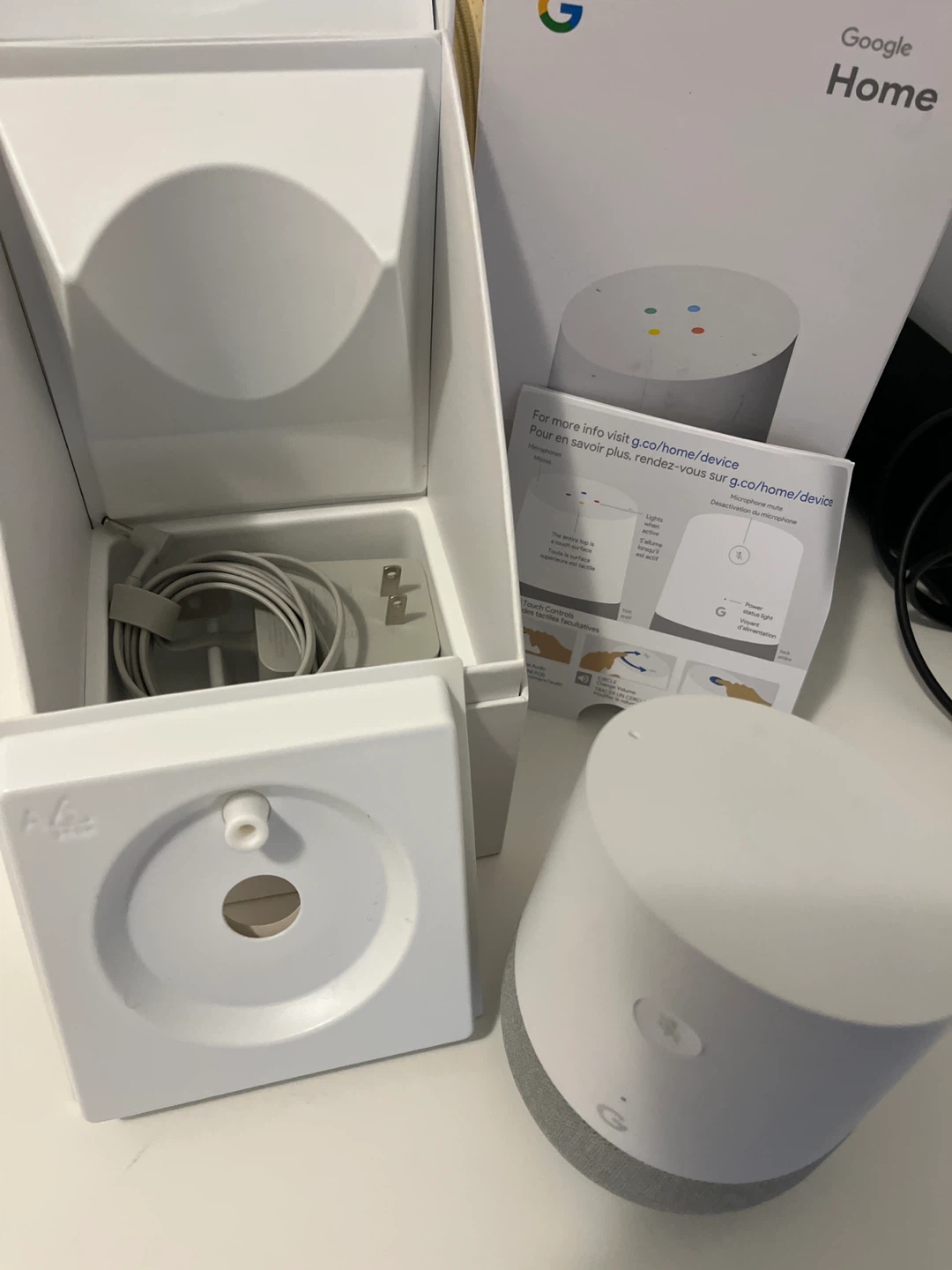 Google Home Smart Speaker with Power Cable and Adapter