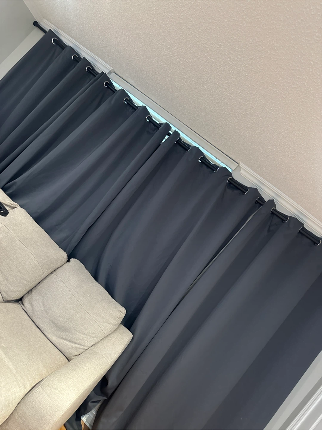 4 pieces Dark Grey Grommet Curtains 96 inches long