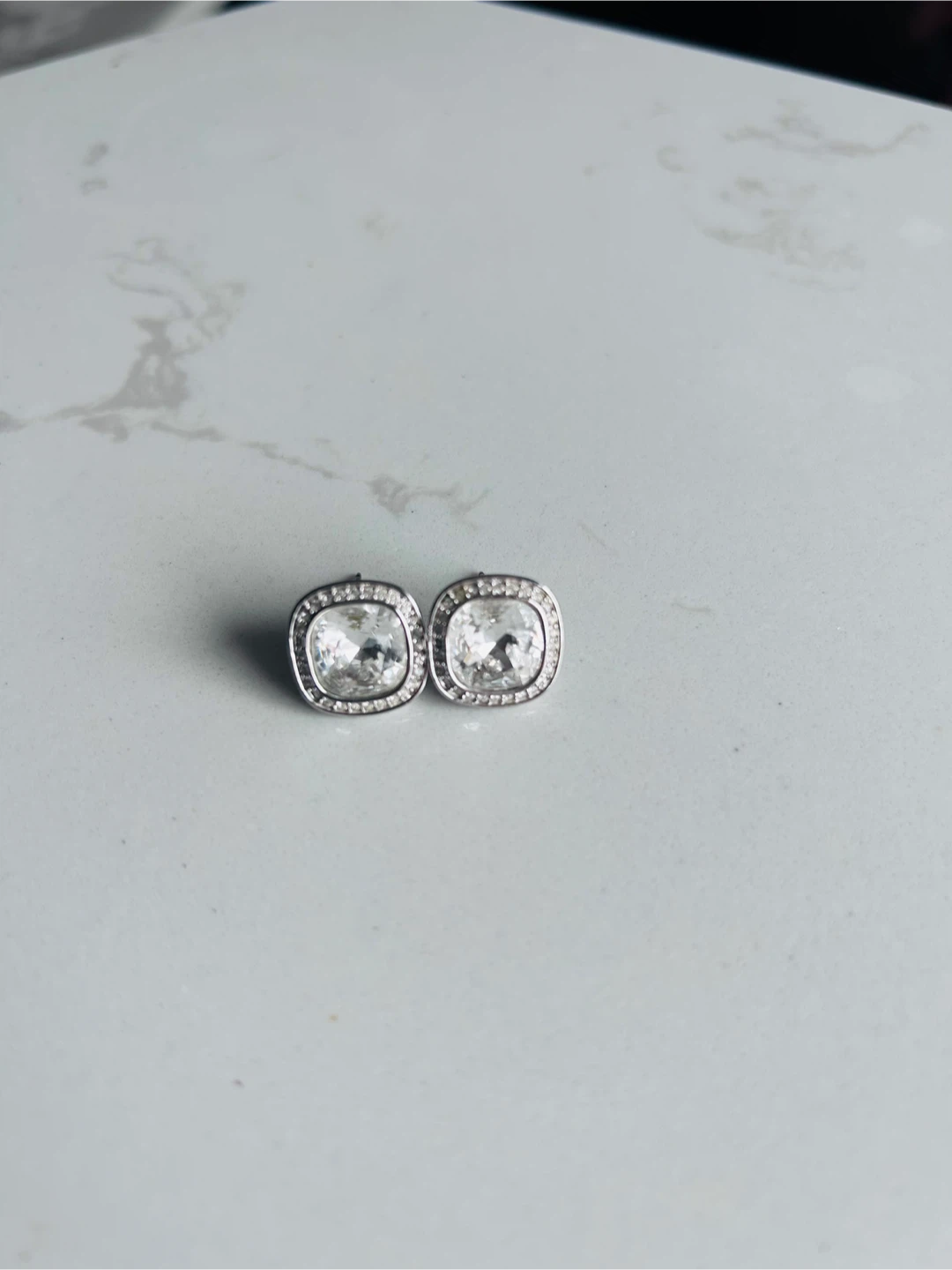 Swarovski Sparkly Square Stud Earrings