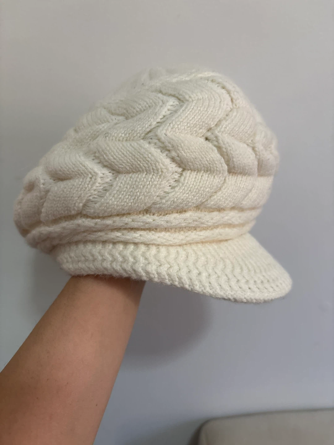 White Knit Cabbie Hat - photo 2