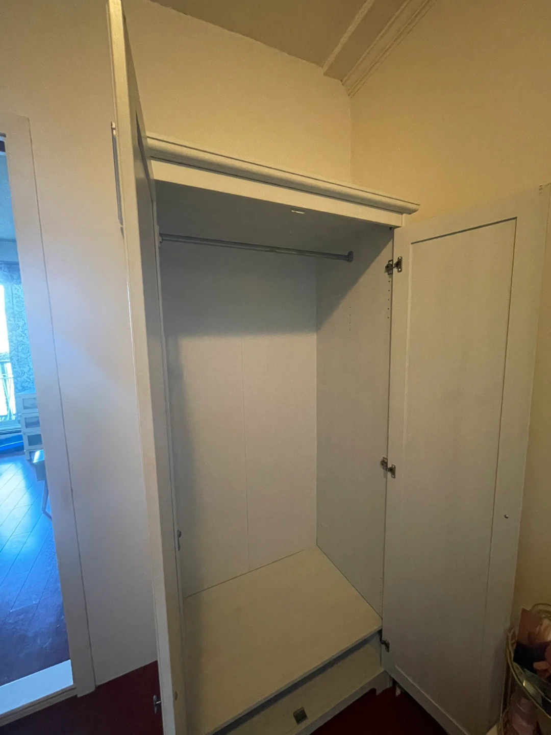White Two-Door Wardrobe with Hanging Rail