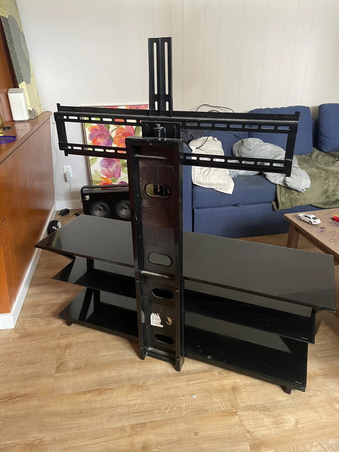 Black Glass TV Stand with Mount - photo 2