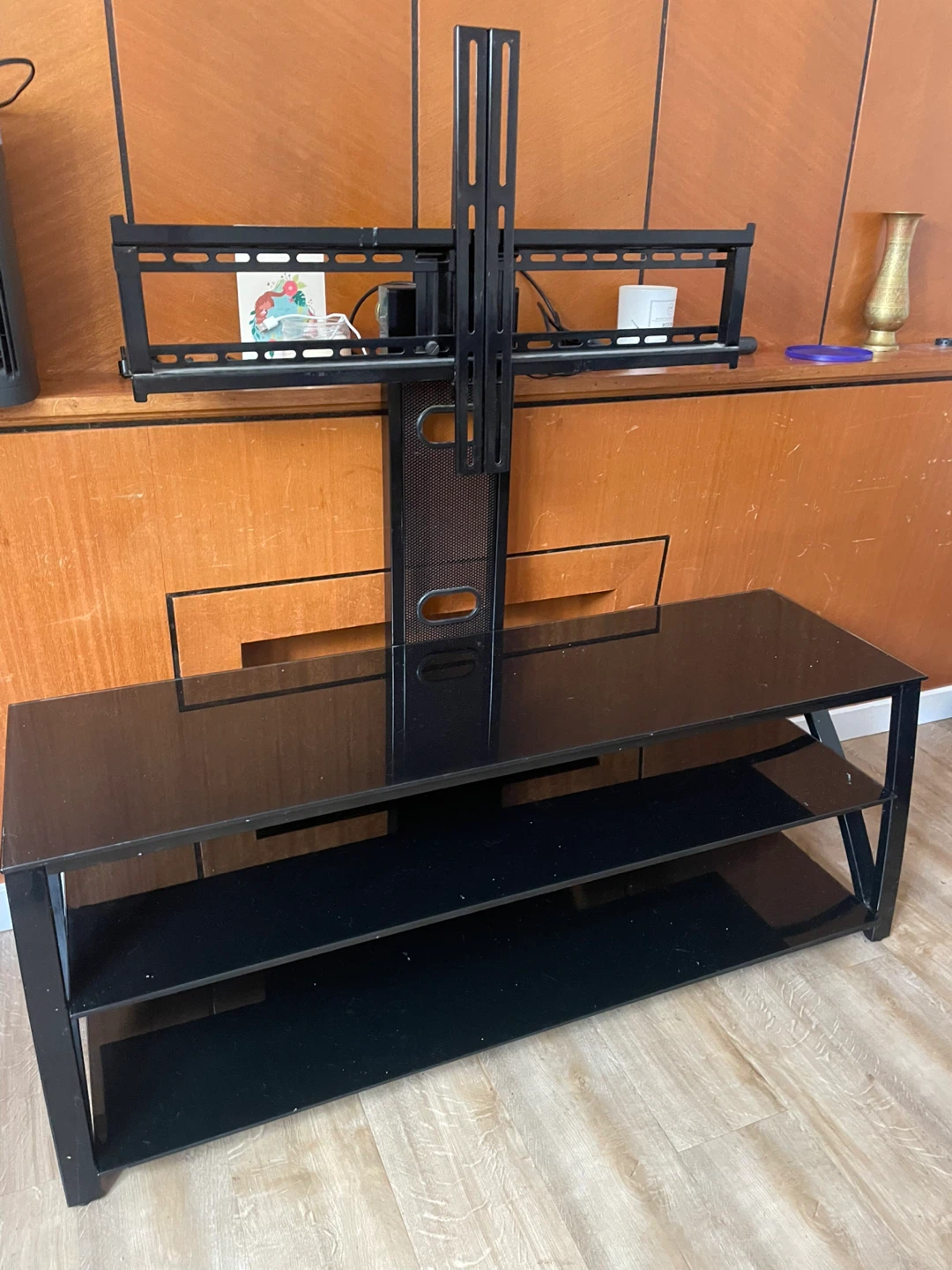 Black Glass TV Stand with Mount